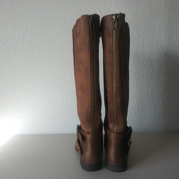 Bullboxer B52 Kayley tan, brown faux leather knee high boots - Picture 3 of 10
